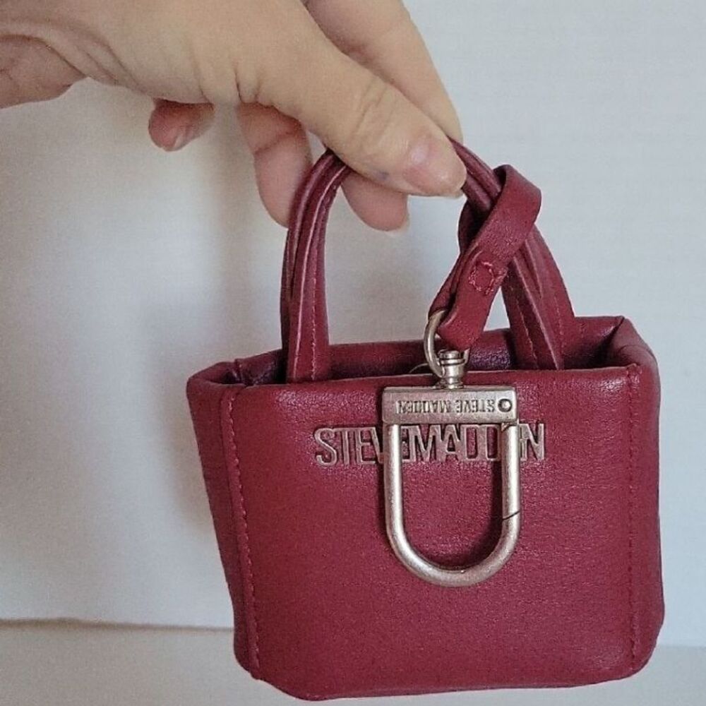 Steve Madden Mini Bag Charm Bag Satchel Handbag Red Vegan Leather Women's Womans